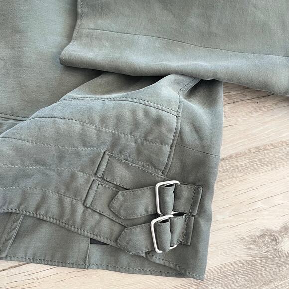 Club Monaco Women’s Kapri Moto Biker Jacket Olive Green Cropped Zip Front Size M - Picture 11 of 13